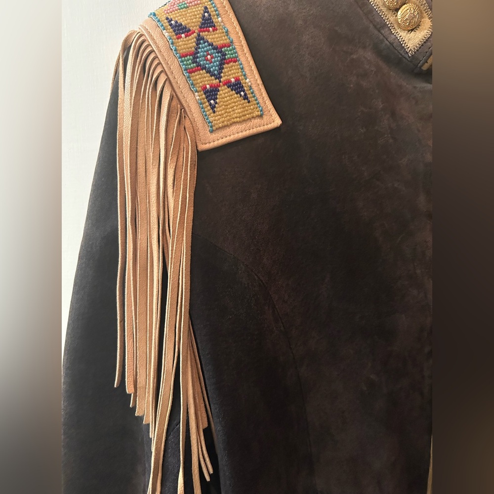 Vintage Western Fringe Beaded suede jacket - Picture 3 of 7